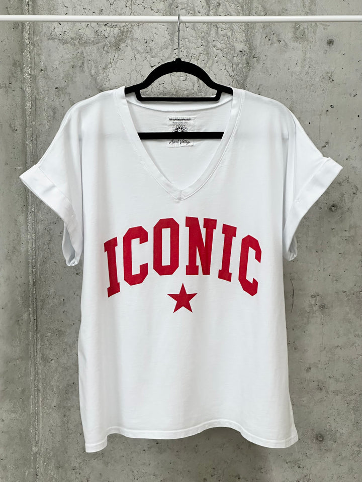 Oversize-T-Shirt mit V-Ausschnitt „ICONIC“ (40/44) MADE IN ITALY