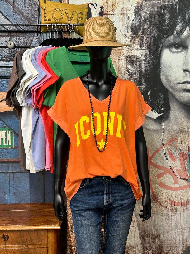 Oversize-T-Shirt mit V-Ausschnitt „ICONIC“ (40/44) MADE IN ITALY