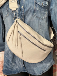 Sac banane bandoulière mastic