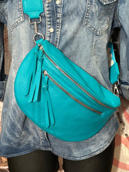 Sac banane bandoulière turquoise