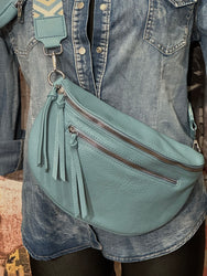 Sac banane bandoulière bleu