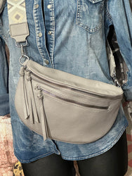 Sac banane bandoulière gris clair