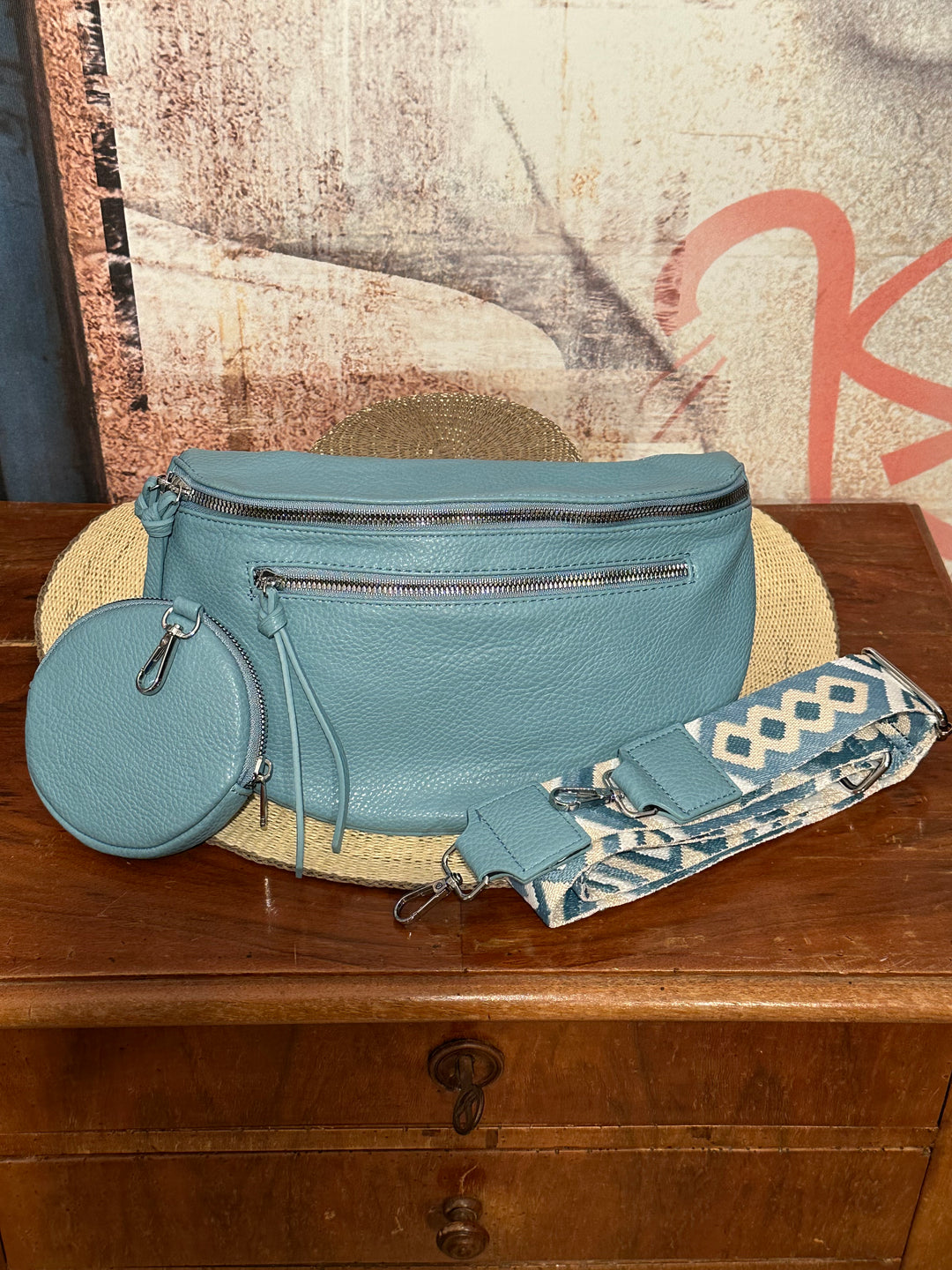 Sac banane bandoulière bleu