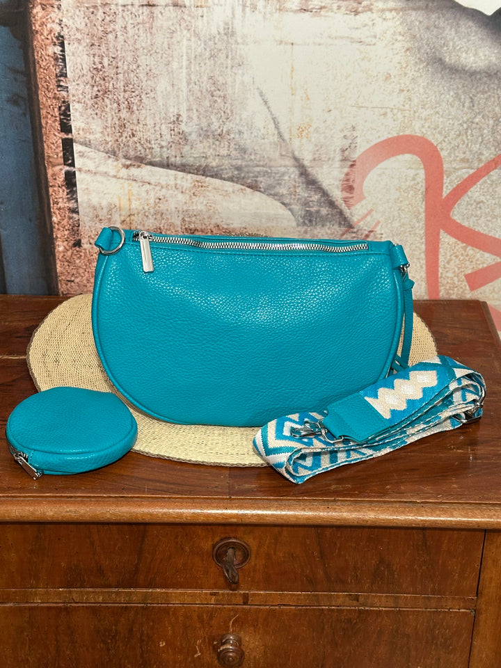 Sac banane bandoulière turquoise