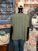 T-shirt col V lurex + size kaki