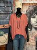 T-shirt col V lurex + size rose vintage