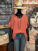 Blouse + size 100% vscose col V satiné rose vintage