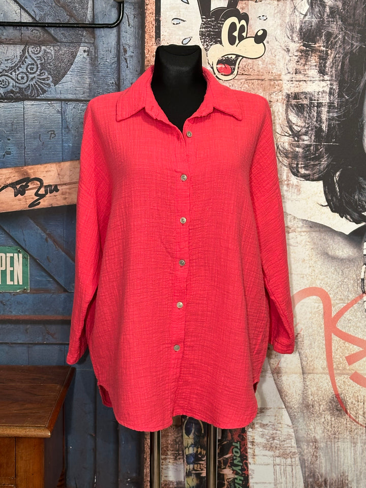 Chemise 100% coton framboise