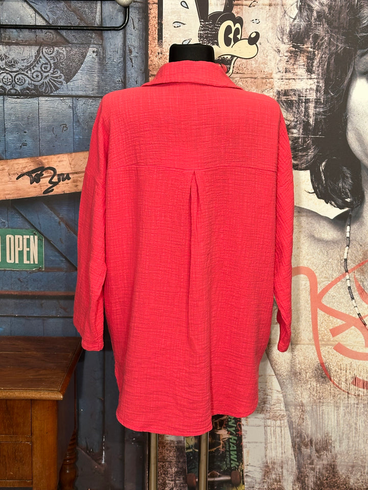 Chemise 100% coton framboise