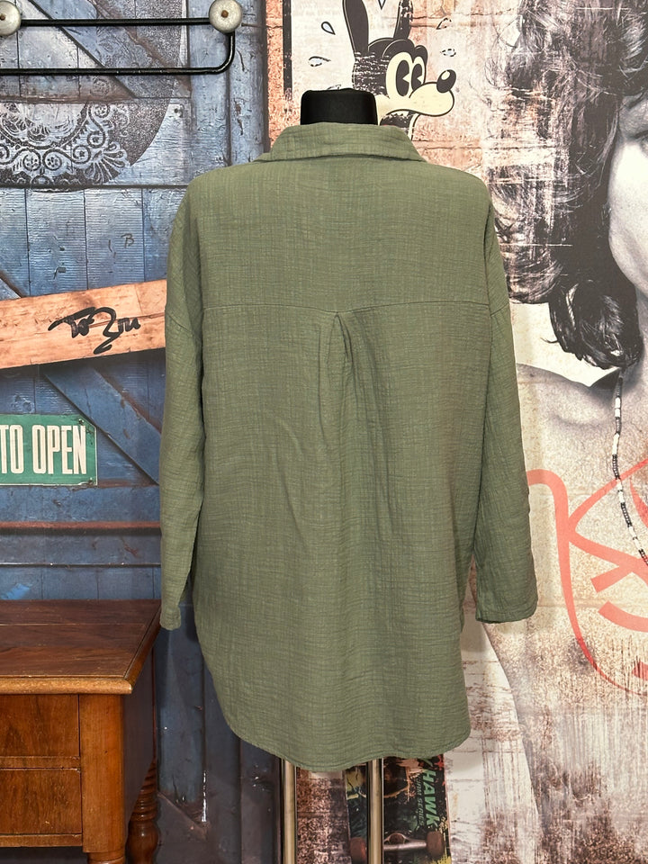 Chemise 100% coton kaki