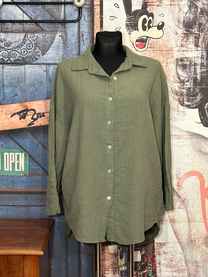 Chemise 100% coton kaki