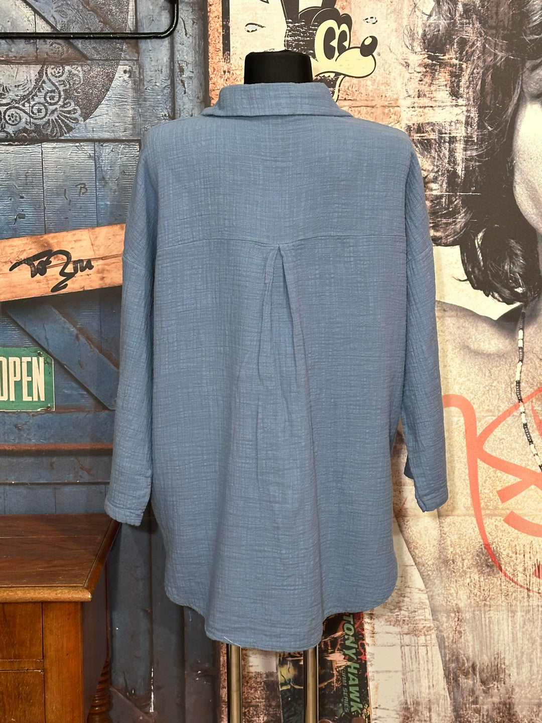 Chemise 100% coton bleue