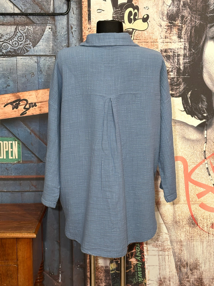 Chemise 100% coton bleue
