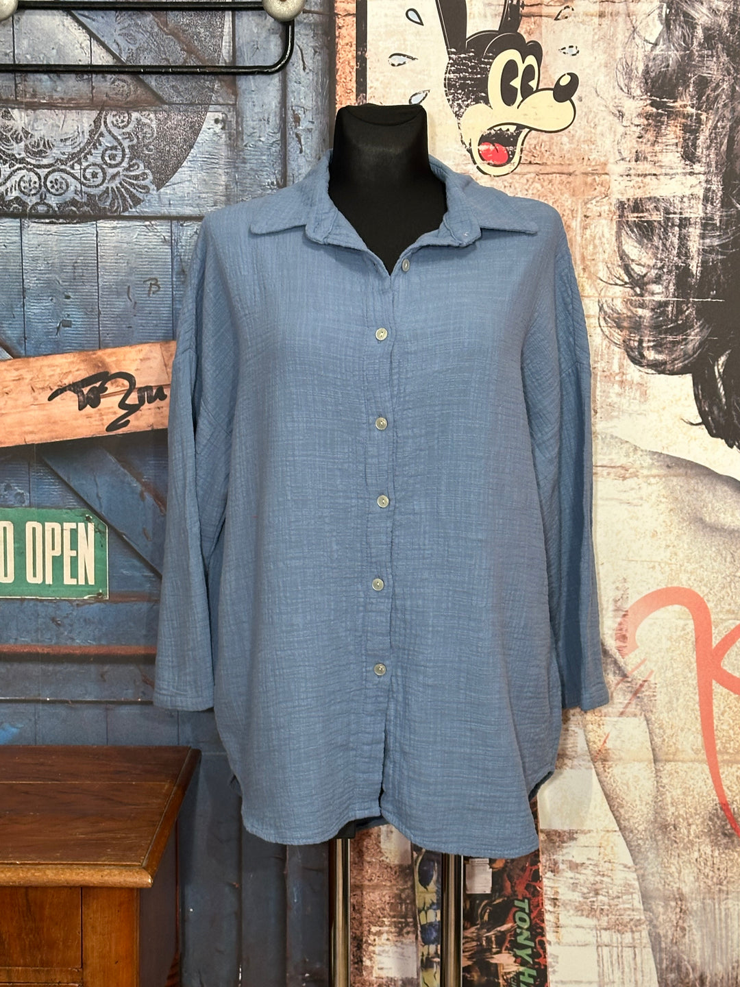 Chemise 100% coton bleue