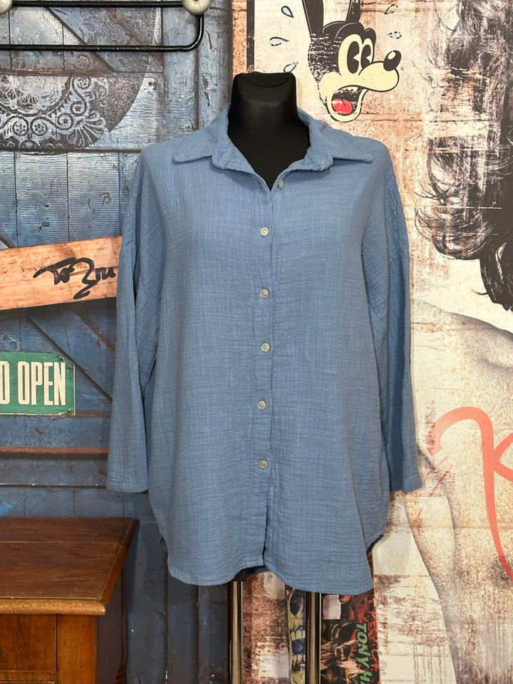 Chemise 100% coton bleue