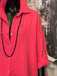 Chemise 100% coton framboise