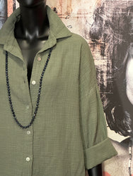 Chemise 100% coton kaki