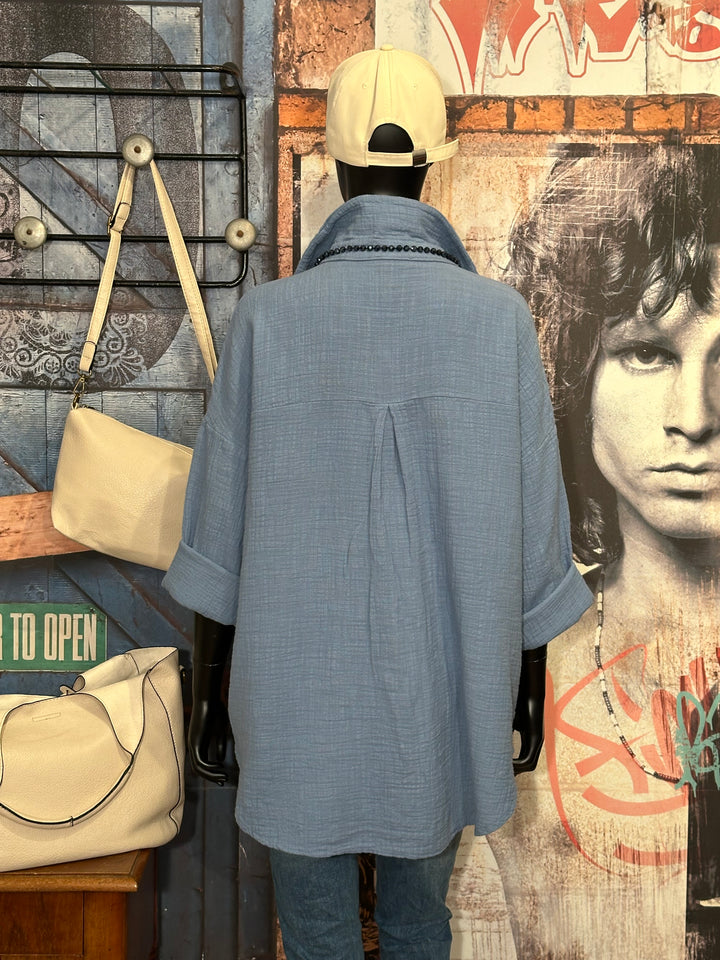 Chemise 100% coton bleue