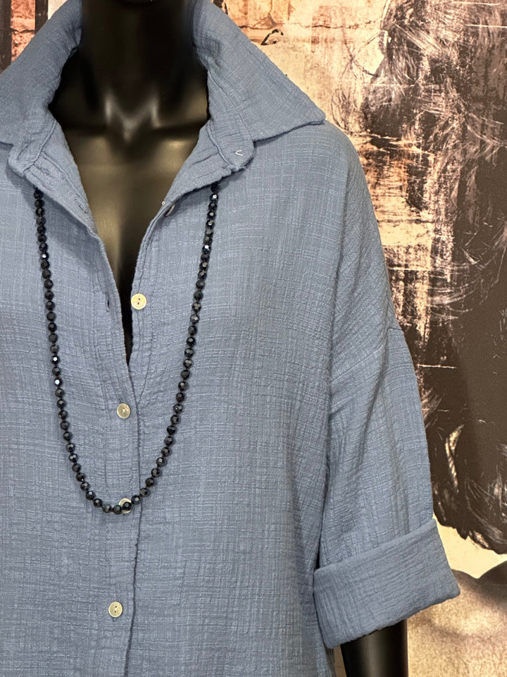 Chemise 100% coton bleue