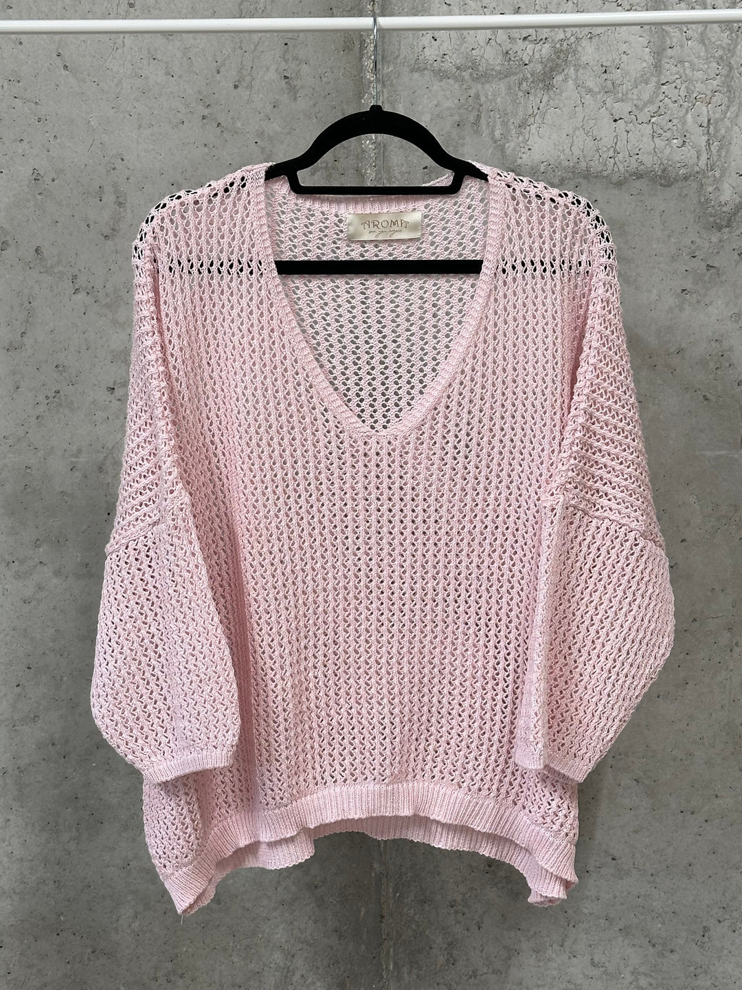 Oversize-Pullover aus durchbrochenem Strick, 100 % Baumwolle (Größen 40–46) MADE IN ITALY