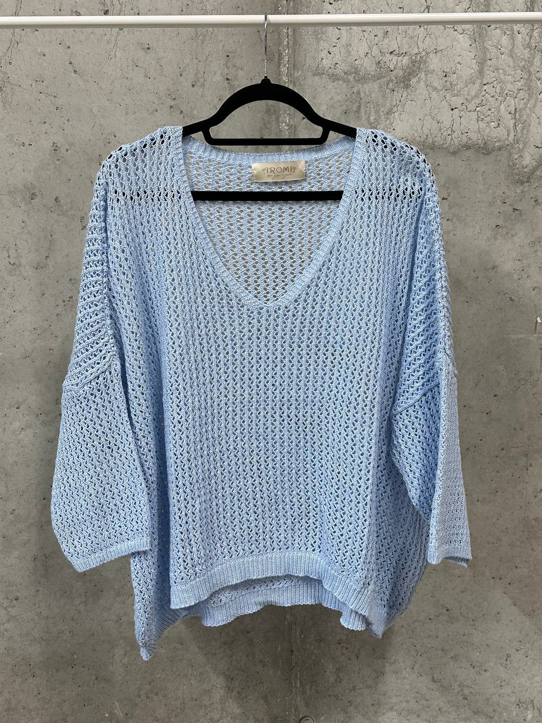 Oversize-Pullover aus durchbrochenem Strick, 100 % Baumwolle (Größen 40–46) MADE IN ITALY