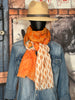 Foulard tons orange, blanc & vert 100% naturel