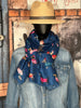 Foulard « chien » bleu pétrole 100% naturel