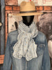 Foulard « cœurs » bleu ciel, blanc & or 100% naturel