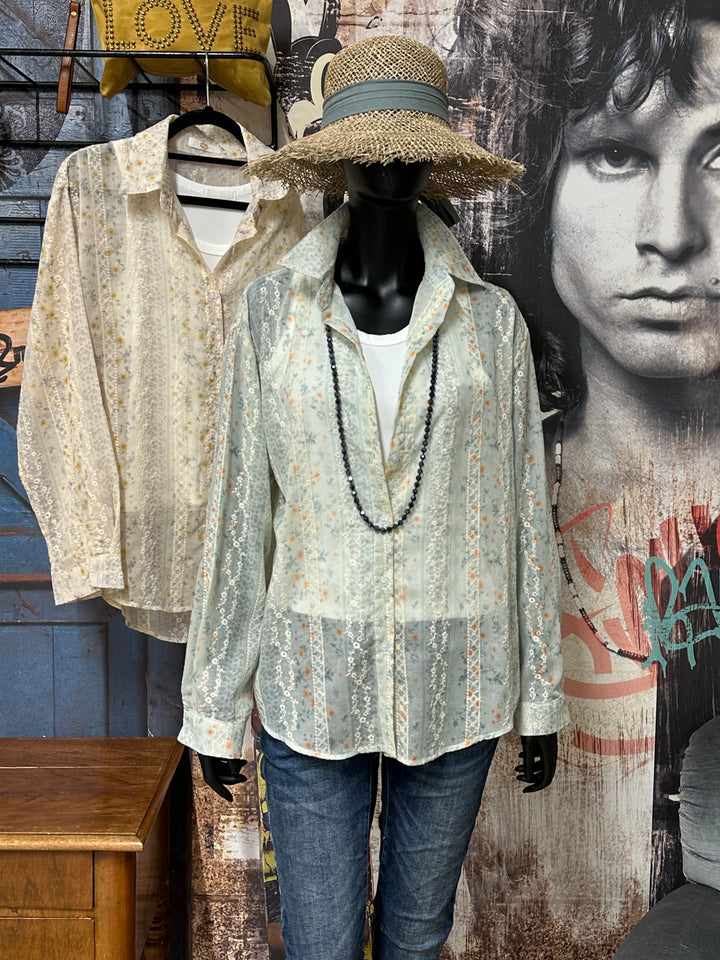 Bluse mit Boho-Stickerei & weißes Top (38/42)