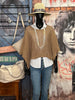 Poncho + size en maille ajourée camel