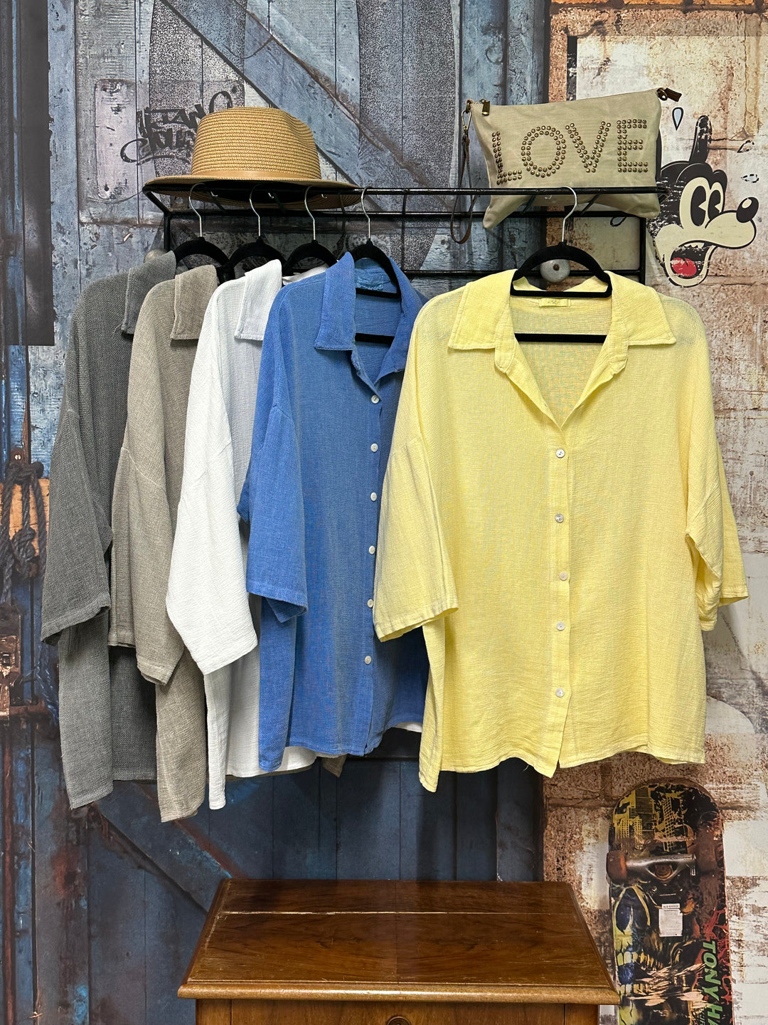 Oversize-Hemd aus Leinen und Baumwolle (Größe 40/44) MADE IN ITALY
