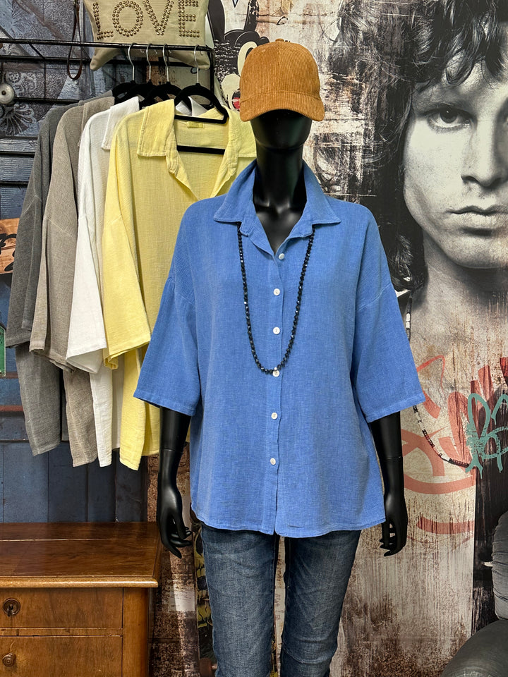 Oversize-Hemd aus Leinen und Baumwolle (Größe 40/44) MADE IN ITALY