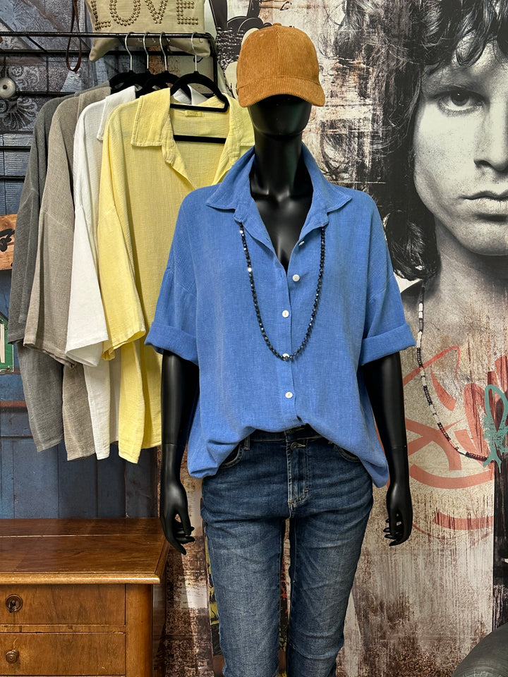 Oversize-Hemd aus Leinen und Baumwolle (Größe 40/44) MADE IN ITALY