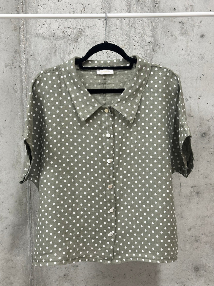 Chemisier à pois style "rétro"  100% lin (38/42) MADE IN ITALY