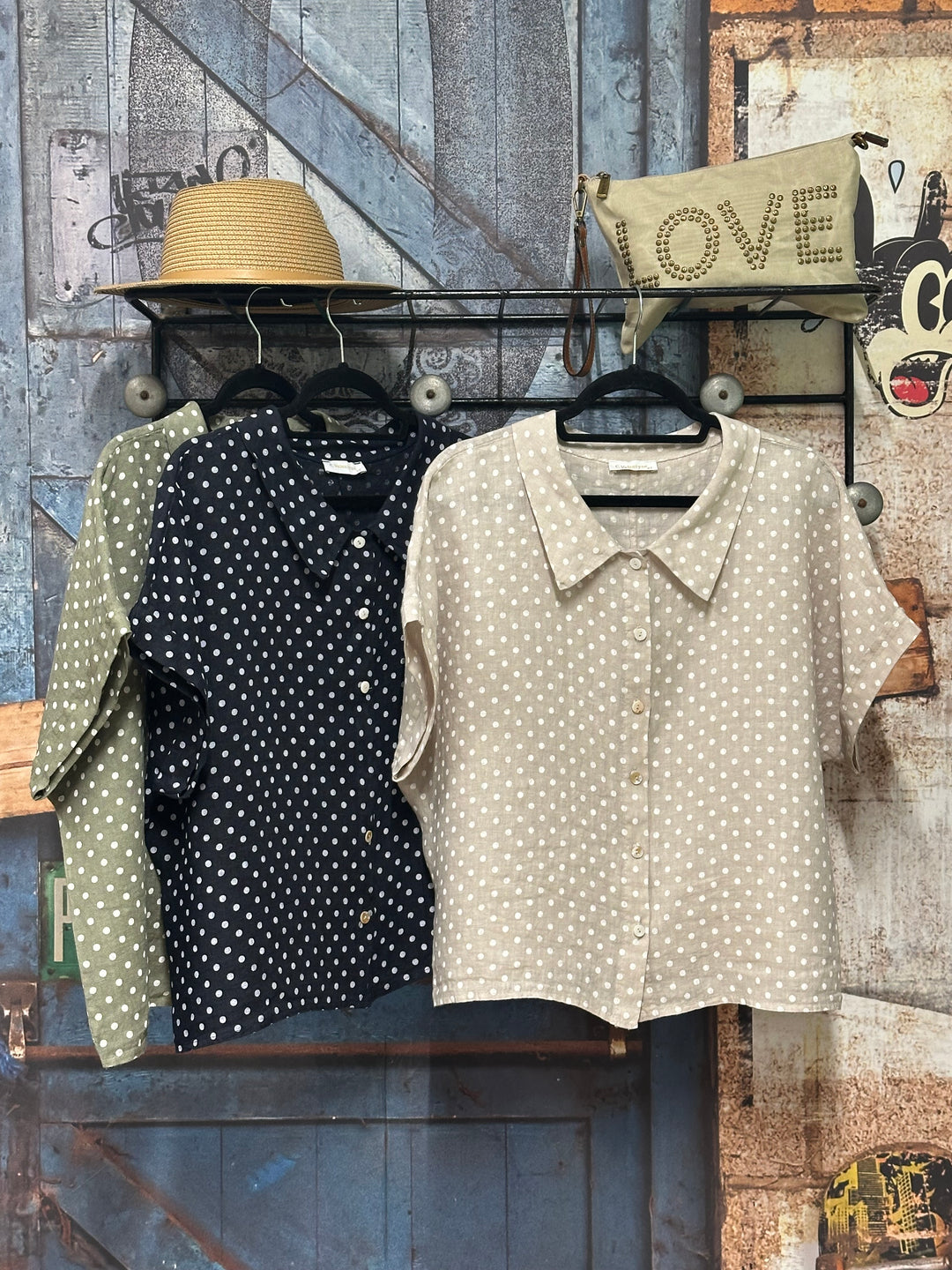 Chemisier à pois style "rétro"  100% lin (38/42) MADE IN ITALY