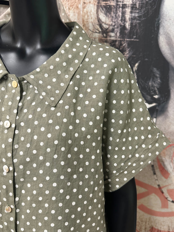 Chemisier à pois style "rétro"  100% lin (38/42) MADE IN ITALY