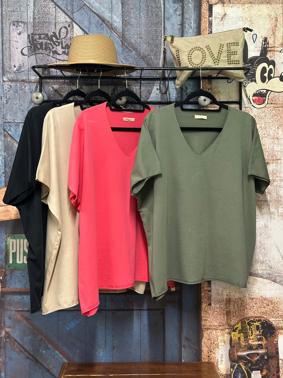 T-shirt basic & uni 100% coton col V (40/44) MADE IN ITALY