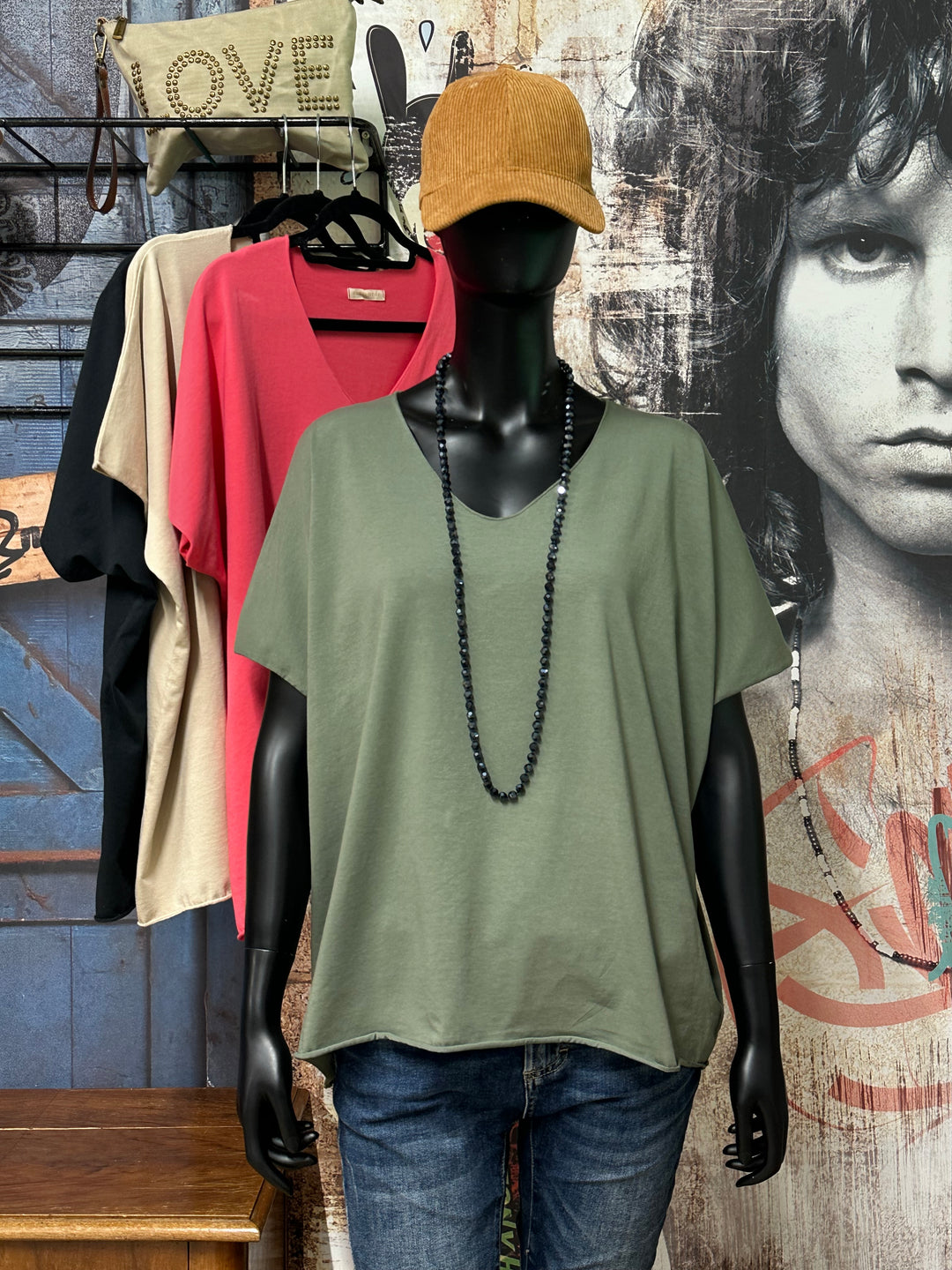 T-shirt basic & uni 100% coton col V (40/44) MADE IN ITALY