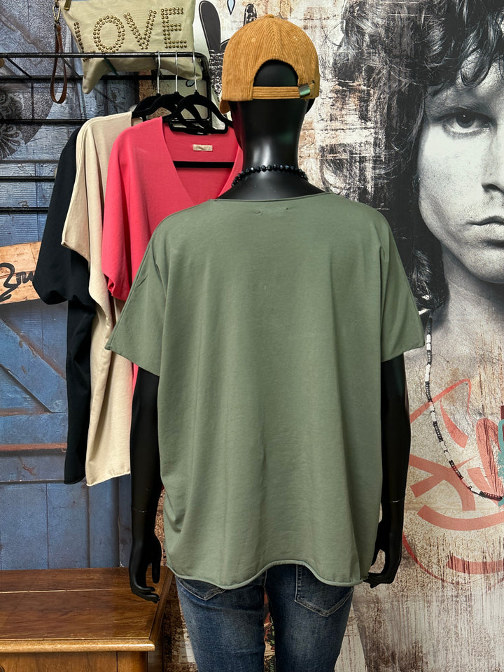 T-shirt basic & uni 100% coton col V (40/44) MADE IN ITALY