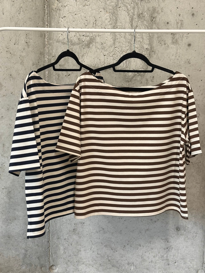T-shirt "marinière" col bateau (38/42) 100% coton MADE IN ITALY