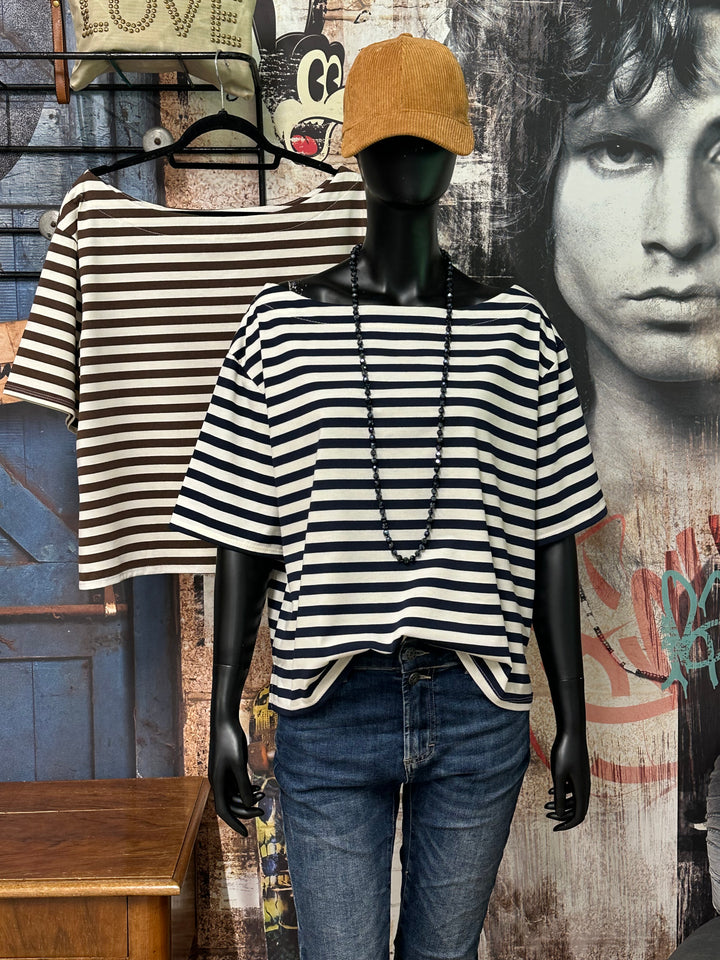 T-shirt "marinière" col bateau (38/42) 100% coton MADE IN ITALY