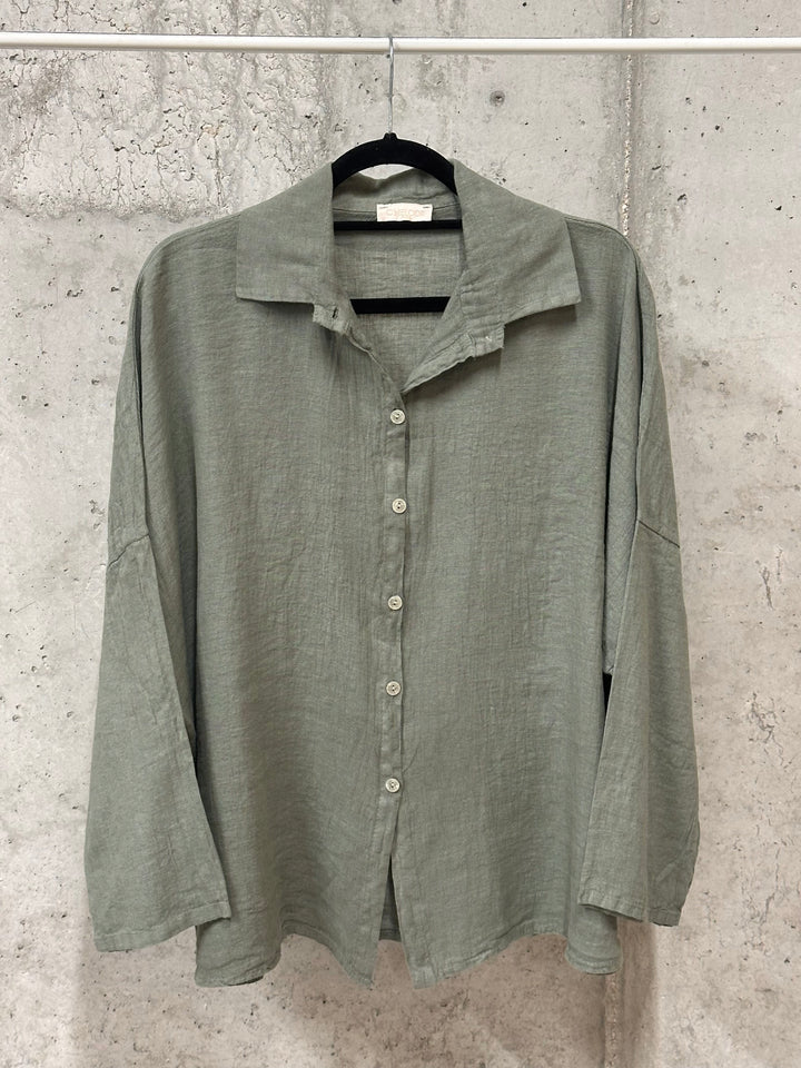 Chemisier oversize "Mélodie" 100% lin (42/46) MADE IN ITALY