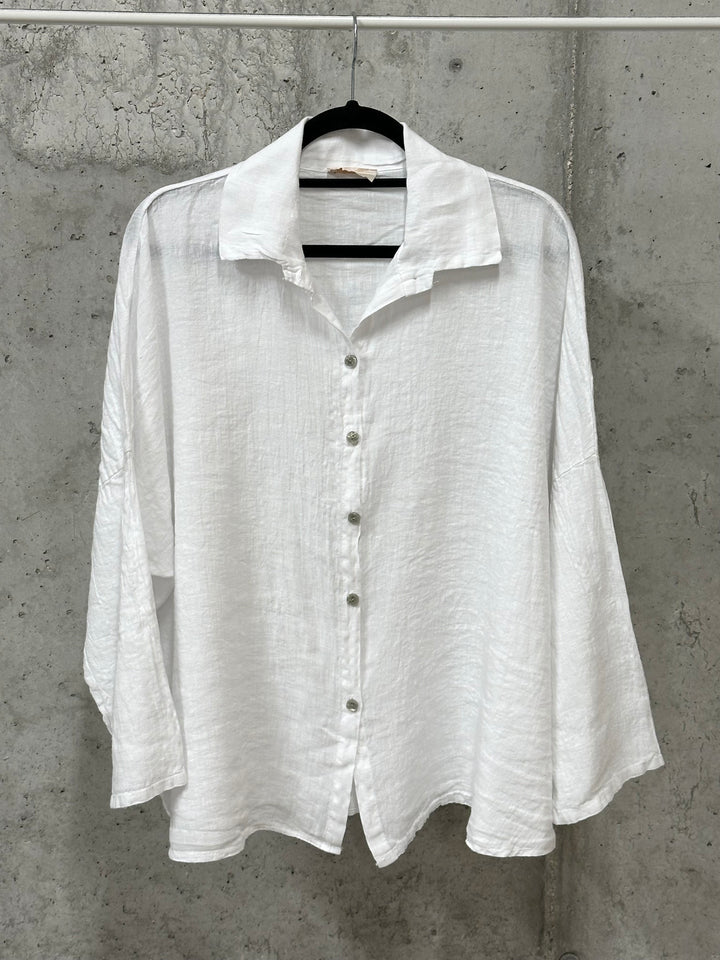 Chemisier oversize "Mélodie" 100% lin (42/46) MADE IN ITALY