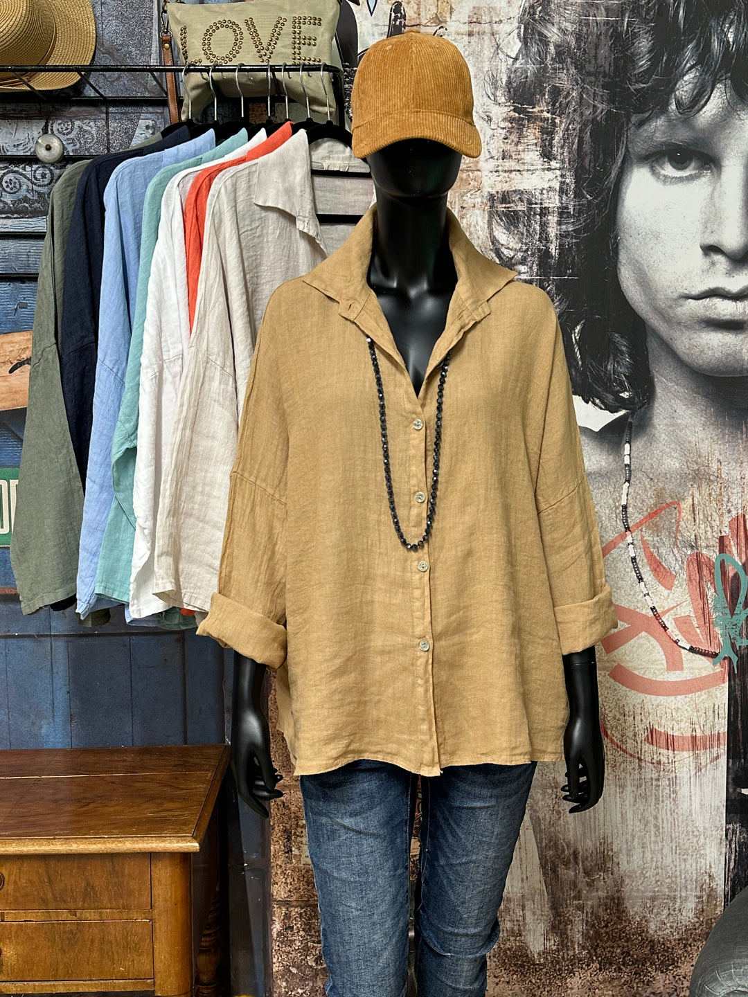 Chemisier oversize "Mélodie" 100% lin (42/46) MADE IN ITALY