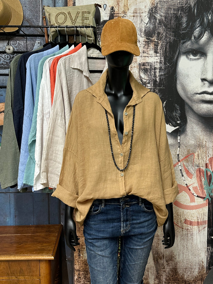 Chemisier oversize "Mélodie" 100% lin (42/46) MADE IN ITALY