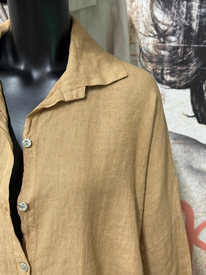 Chemisier oversize "Mélodie" 100% lin (42/46) MADE IN ITALY