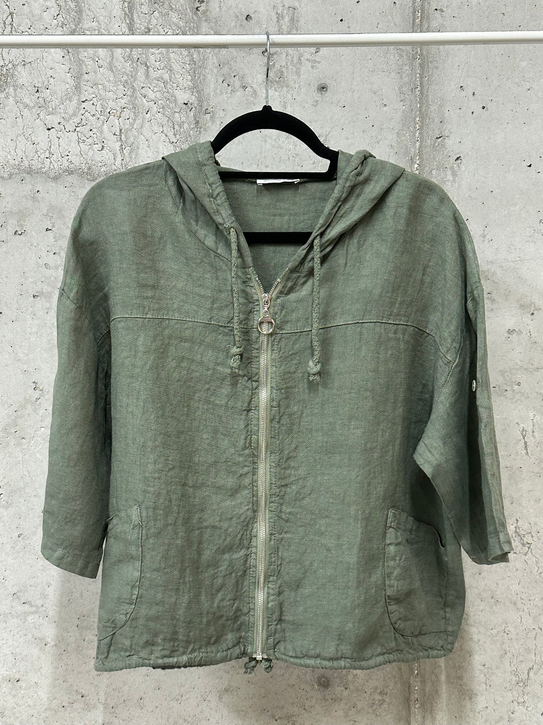 Veste courte à capuche 100% lin (38/42) MADE IN ITALY