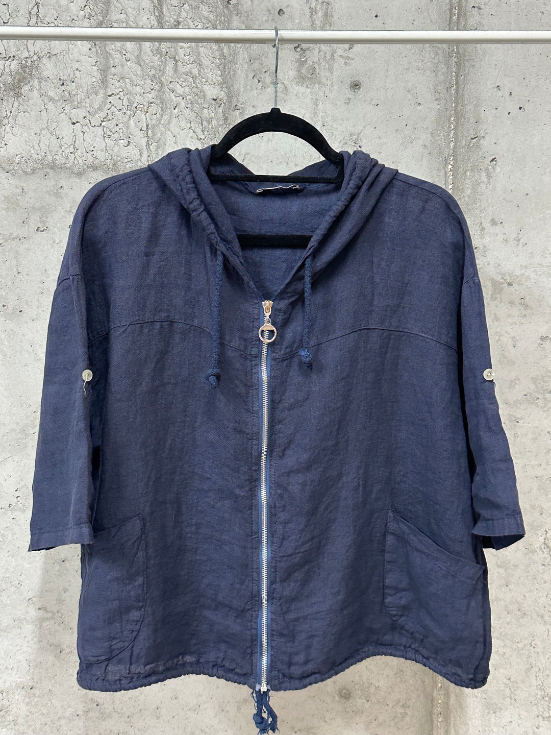 Veste courte à capuche 100% lin (38/42) MADE IN ITALY