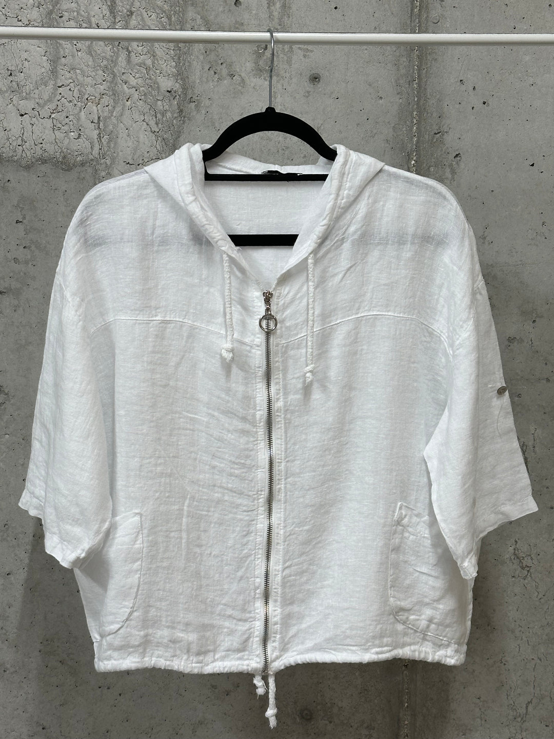 Veste courte à capuche 100% lin (38/42) MADE IN ITALY