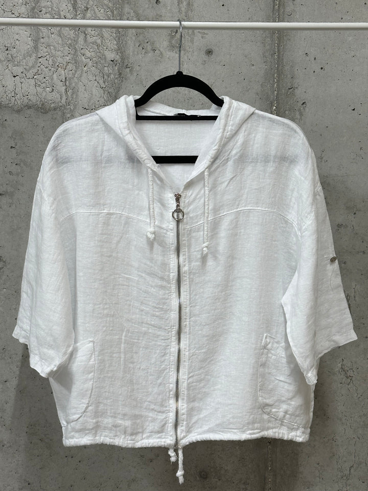 Veste courte à capuche 100% lin (38/42) MADE IN ITALY